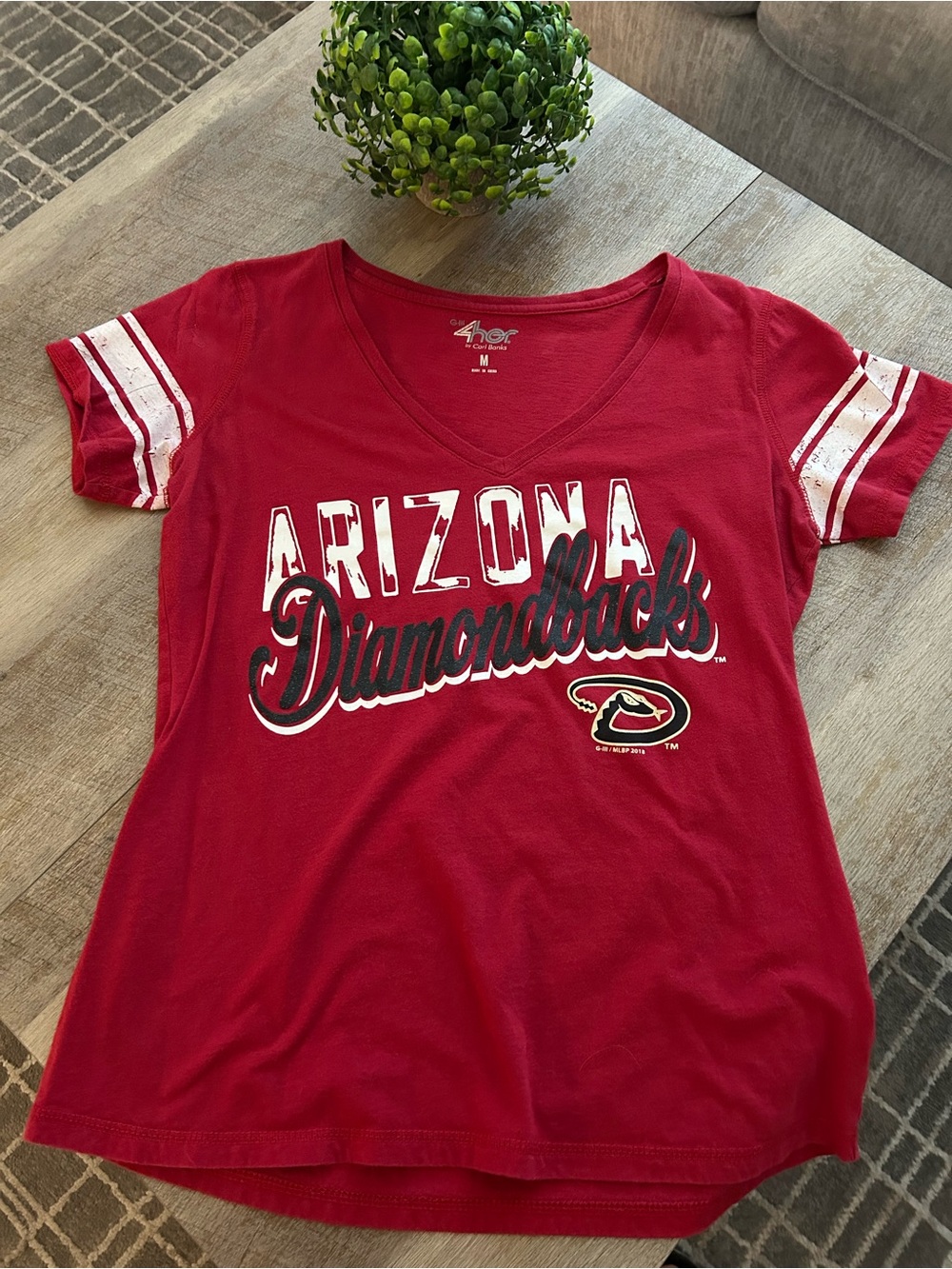 Arizona Diamondbacks Women's Red V-Neck Short Sleeve Tee by 4Her